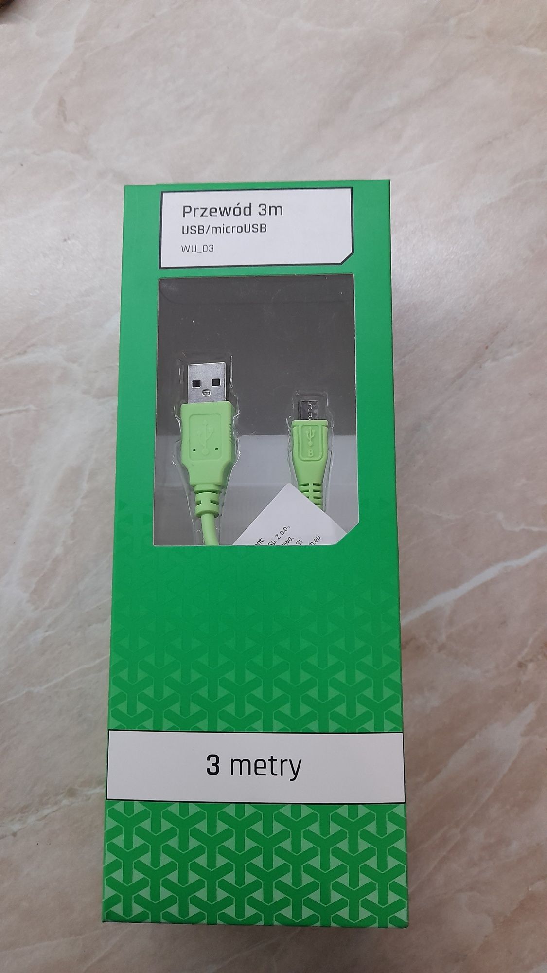 Kabel micro USB 3m zielony
