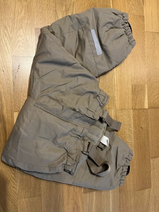 Spodnie zimowe ocieplane na szelkach H&M r. 104 beż