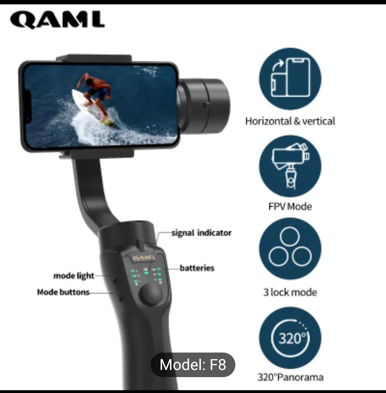 NOWY 3 osiowy gimbal do smartfonów QAML F8