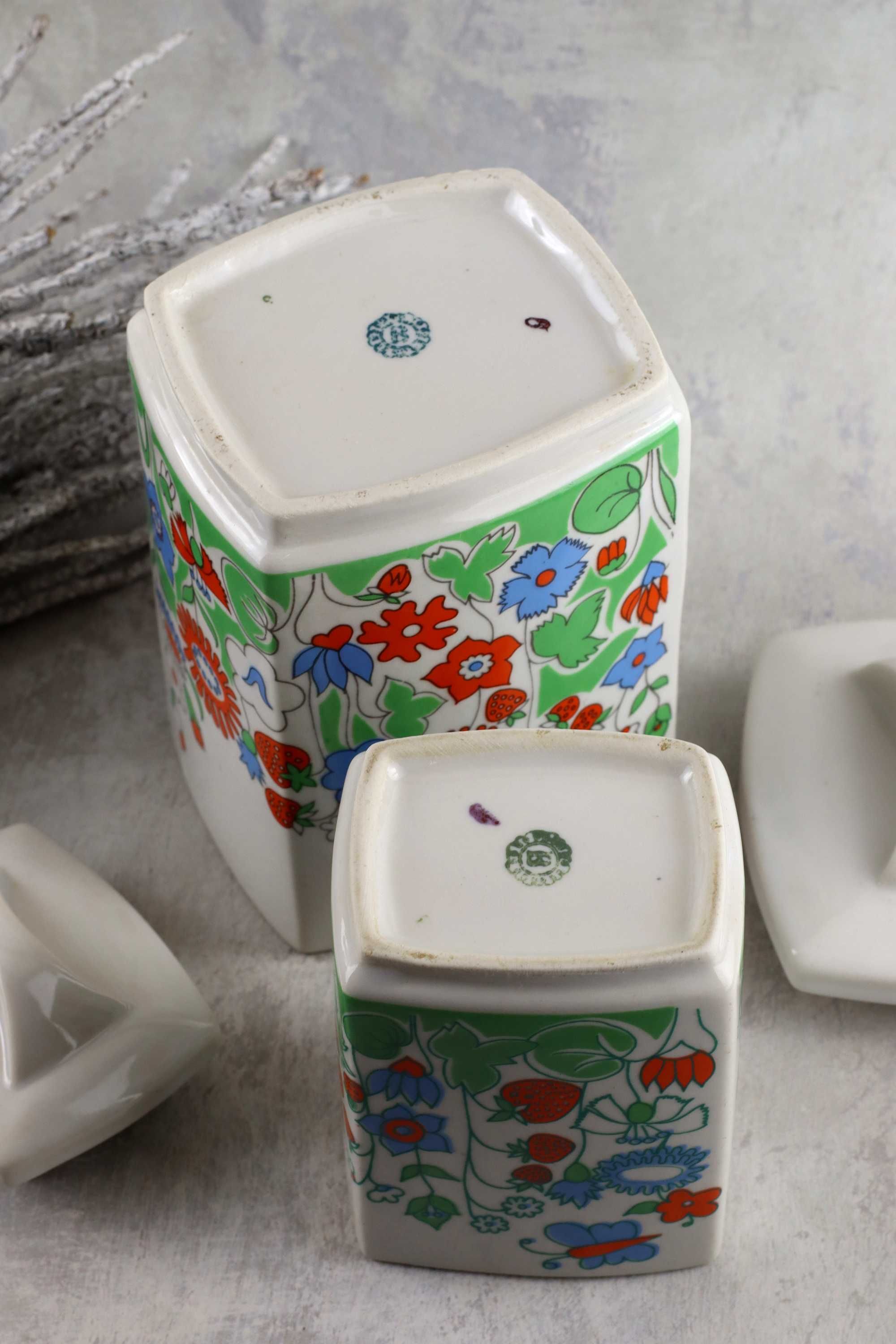Zestaw dwóch pojemników Bogucice porcelana prl retro vintage pojemnik