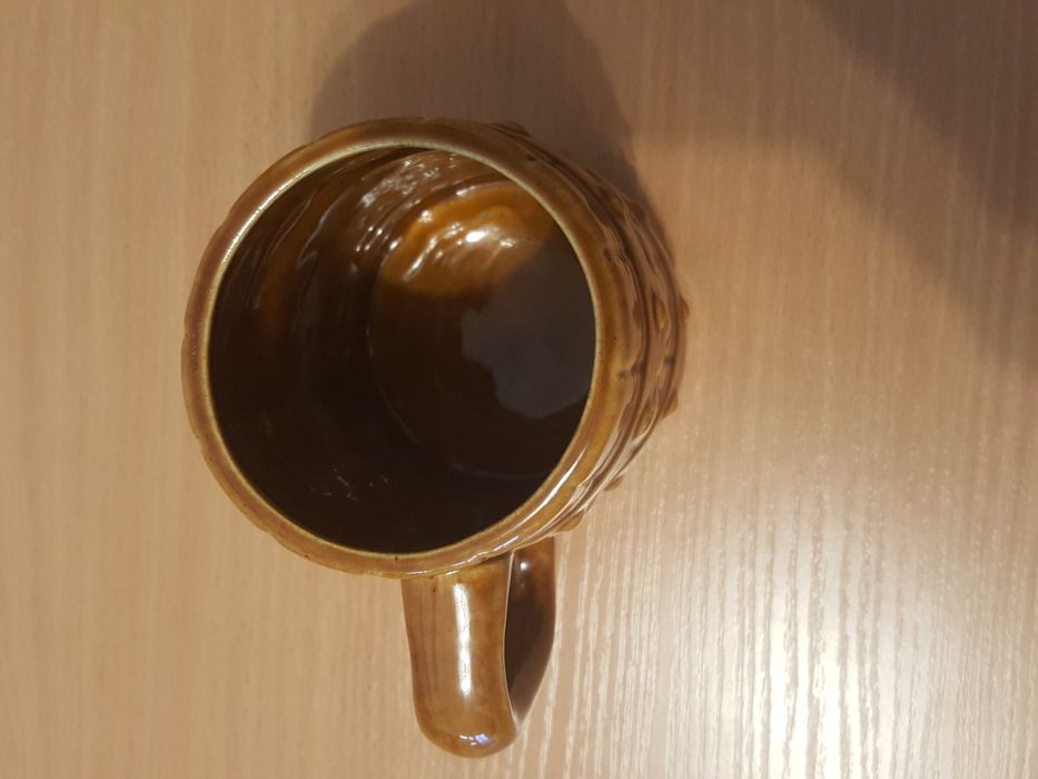 Kamionkowy KUFEL do piwa z chmielowym wzorem, styl vintage, szyszki