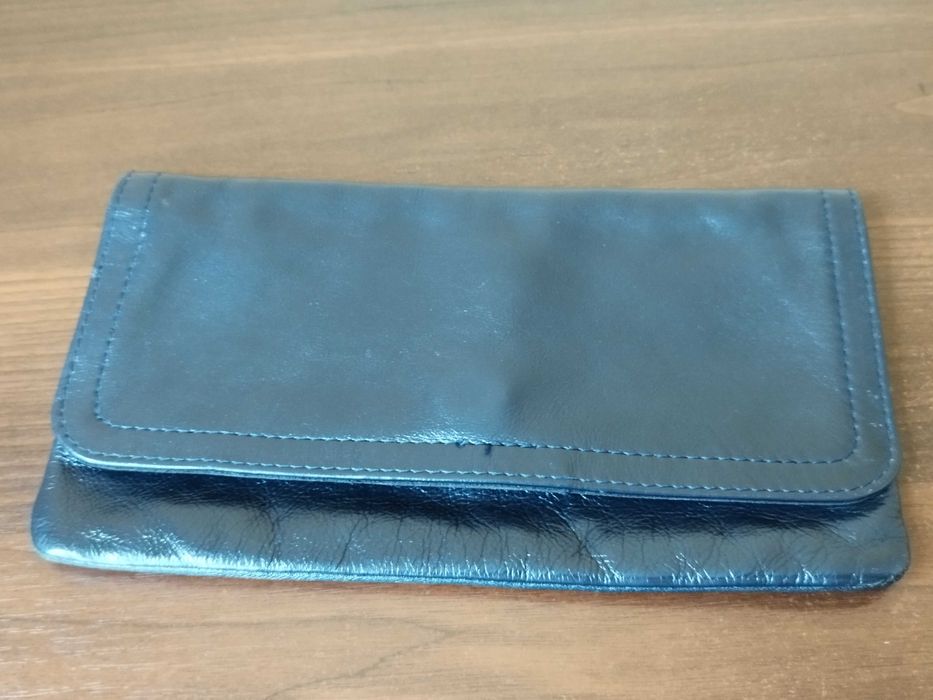 Клатч кожаный женский темно синего цвета