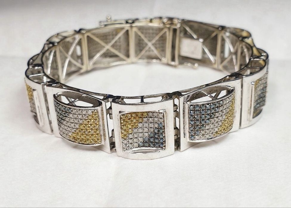 Bransoletka Biale Złoto 14 karatow 585, 35gr, diamenty 4,00karata, 21c