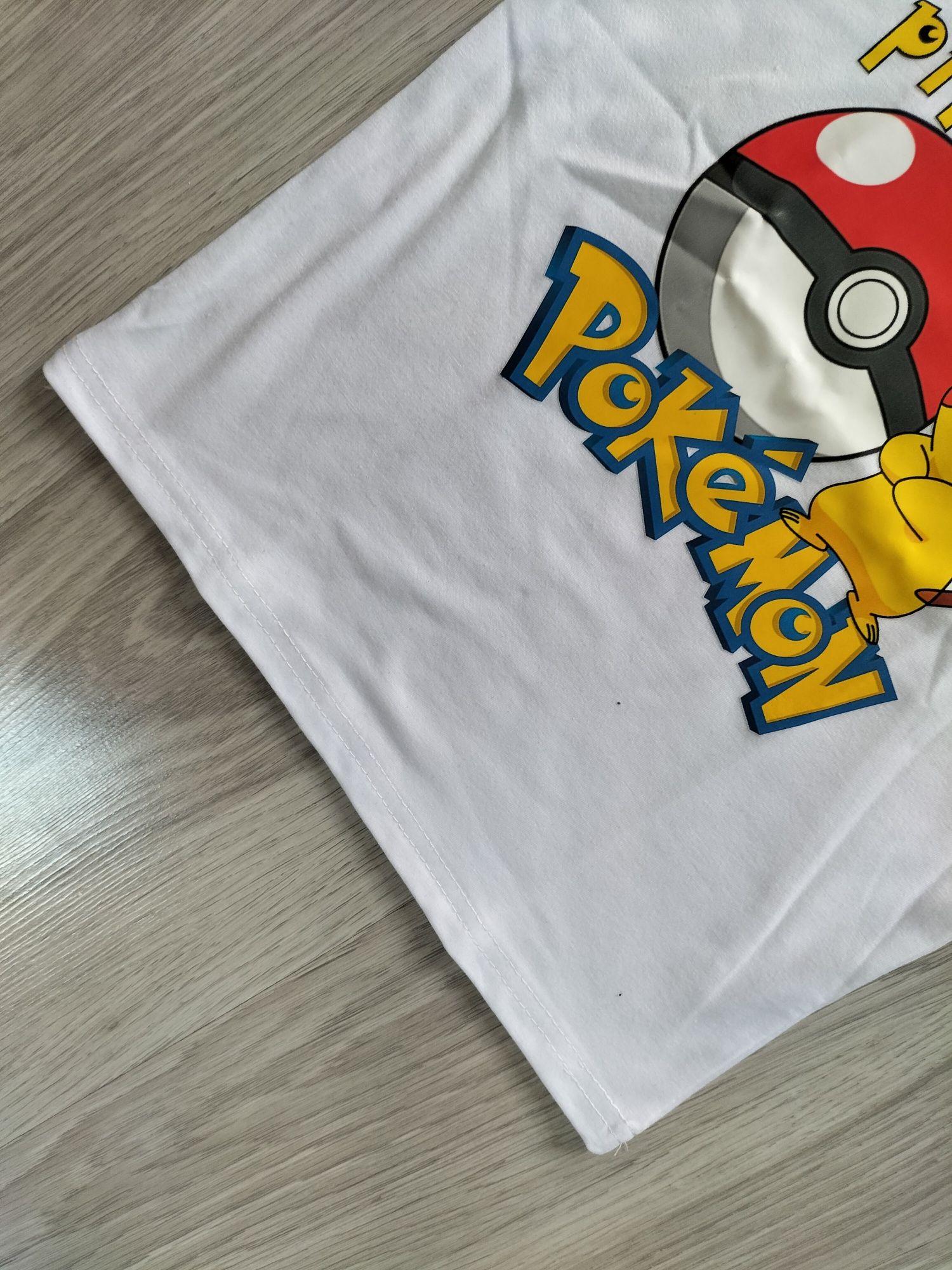 Biały bawełniany t-shirt koszulka pokemon pikachu 100 104