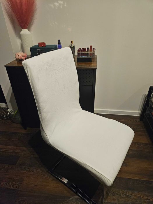 Pokrowce na krzesła miękkie welurowe białe 4 sztuki komplet