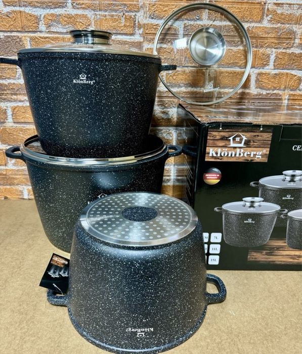 Zestaw dużych garnków.6el. Rosołowe.7L/11L/15L. Kolory