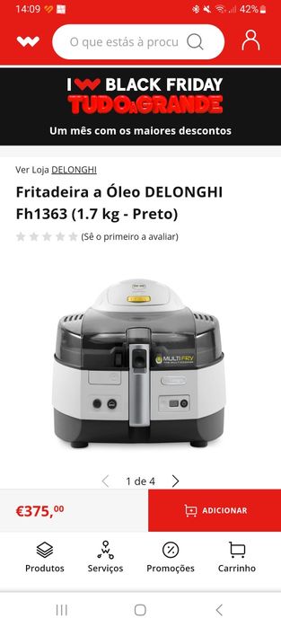 Fritadeira a Óleo DELONGHI Fh1363

(1.7 kg - Preto)
