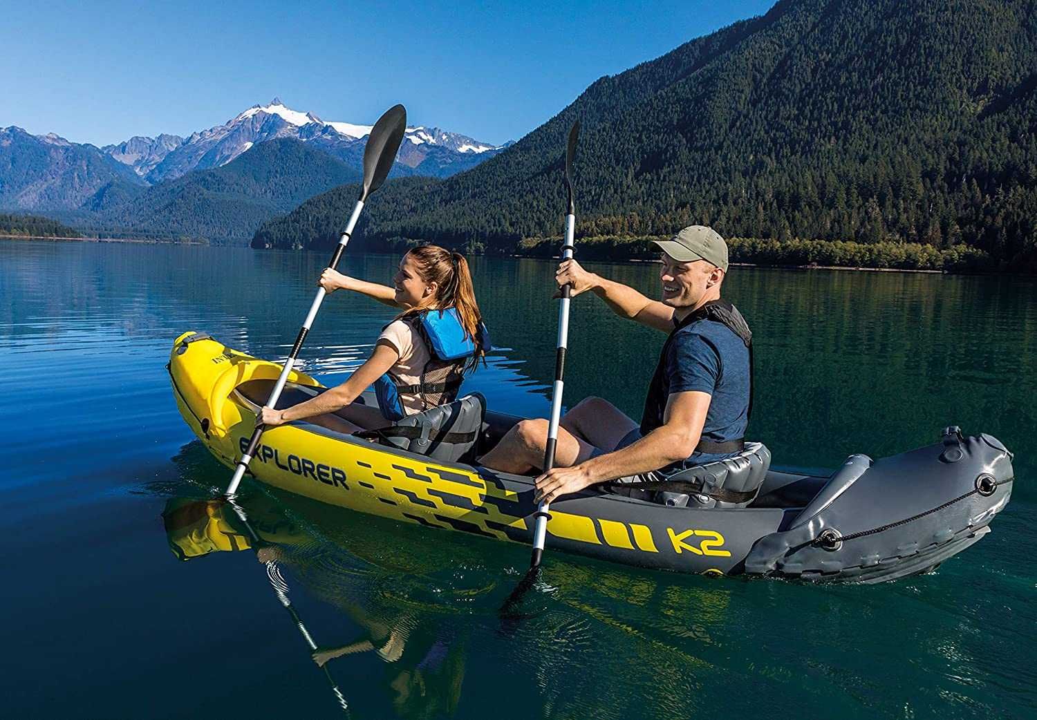 Explorer K2 Kayak двухместная надувная лодка с алюминиевыми веслами