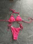 Nowe bikini cukierkowy róż S dziewczęce kokardki