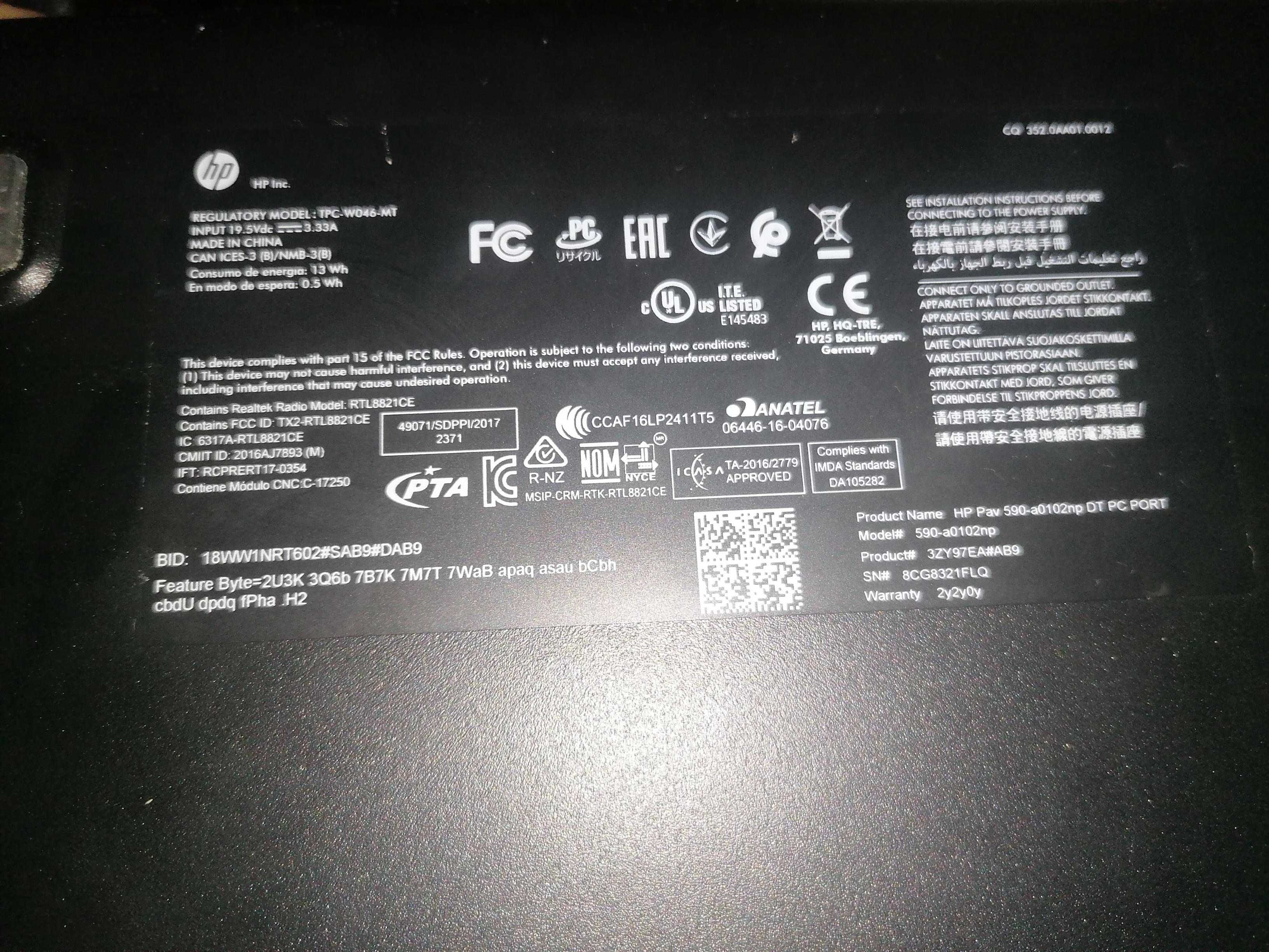 desktop HP Pavilion 590-a0102np usado