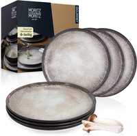 Zestaw 6 beżowych talerzy obiadowych ceramicznych średnica 27cm