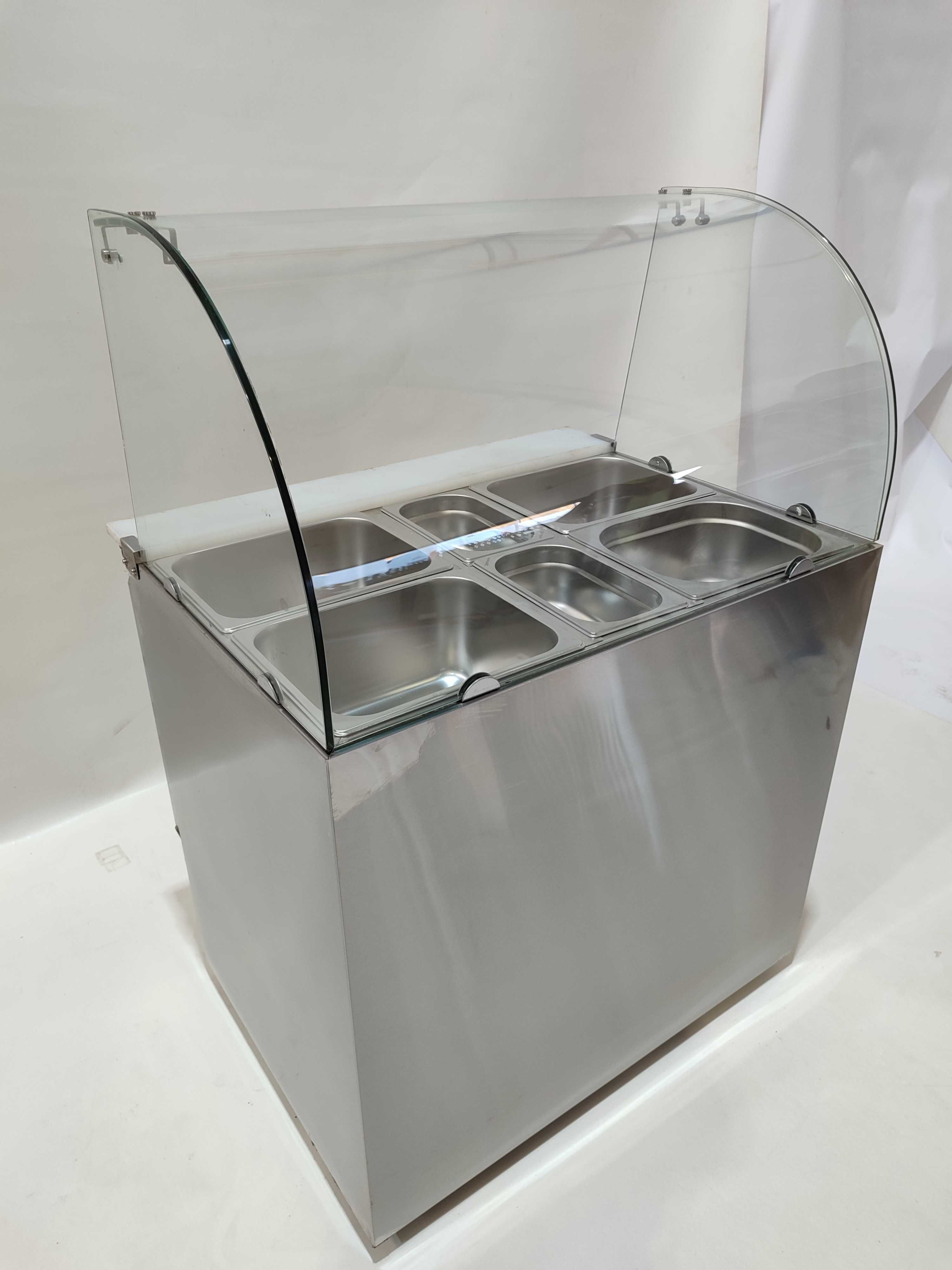 Bancada refrigerada com expositor vidro em inox