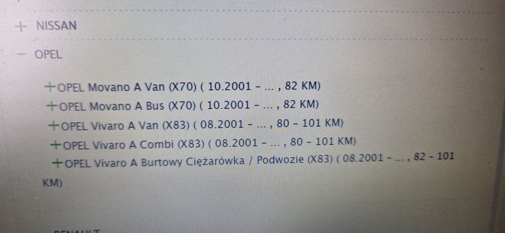Rozrząd Master II Vivaro Laguna II 1.9 dci OE