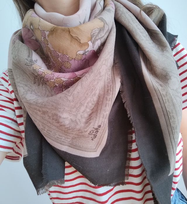 Jesienna chustka chusta w wzory kwiaty vintage