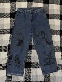 Штани/джинси сині з аніме принтом