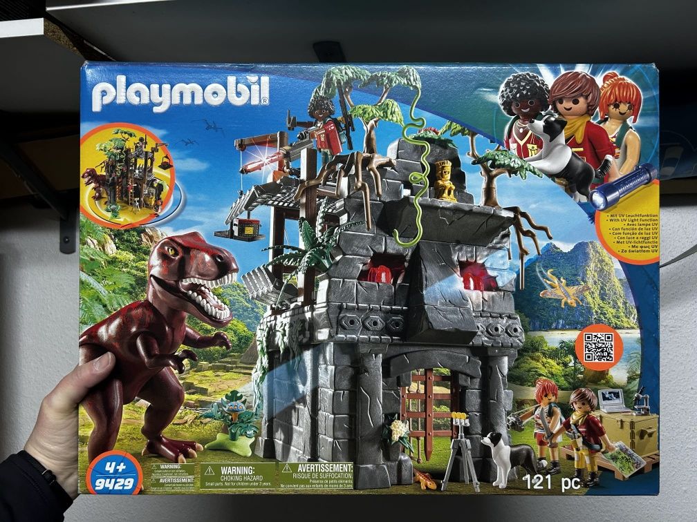 Playmobil acampamento base com dinossauro T-Rex