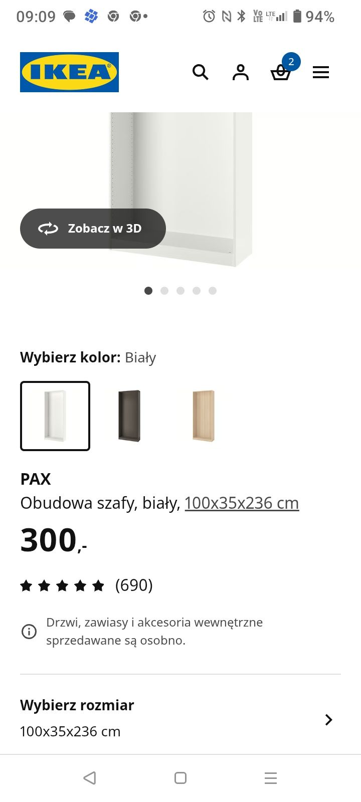 Pax obudowa szafy 100x35x236