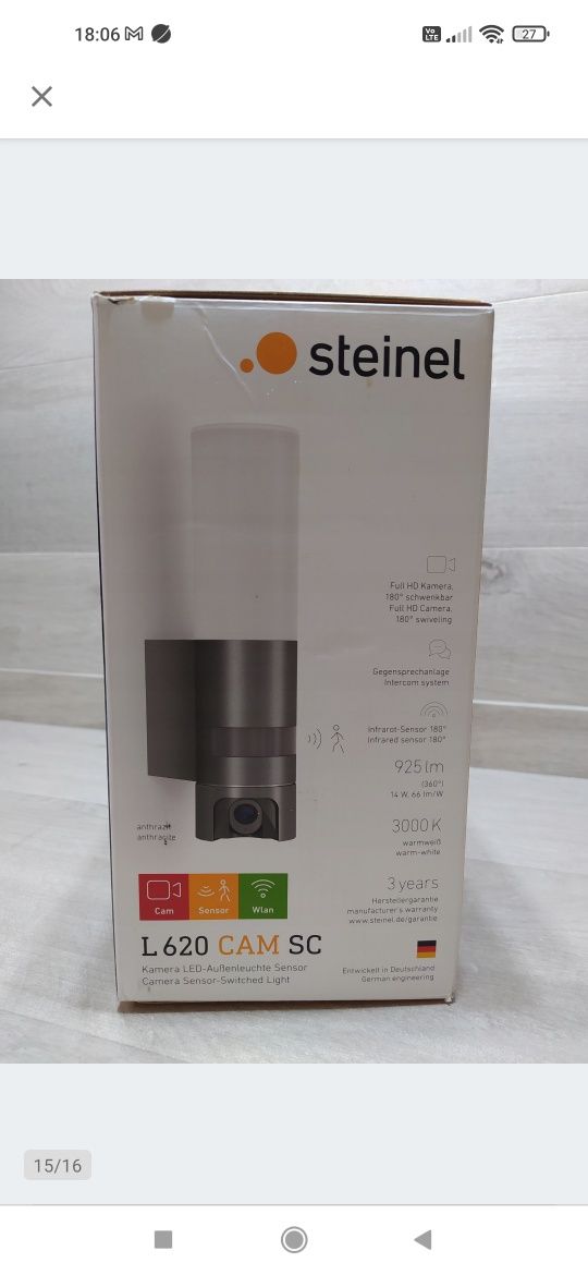 Steinel L 620 CAM SC Lampa zewn. LED z czujnikiem

Nowa, powystawowa.