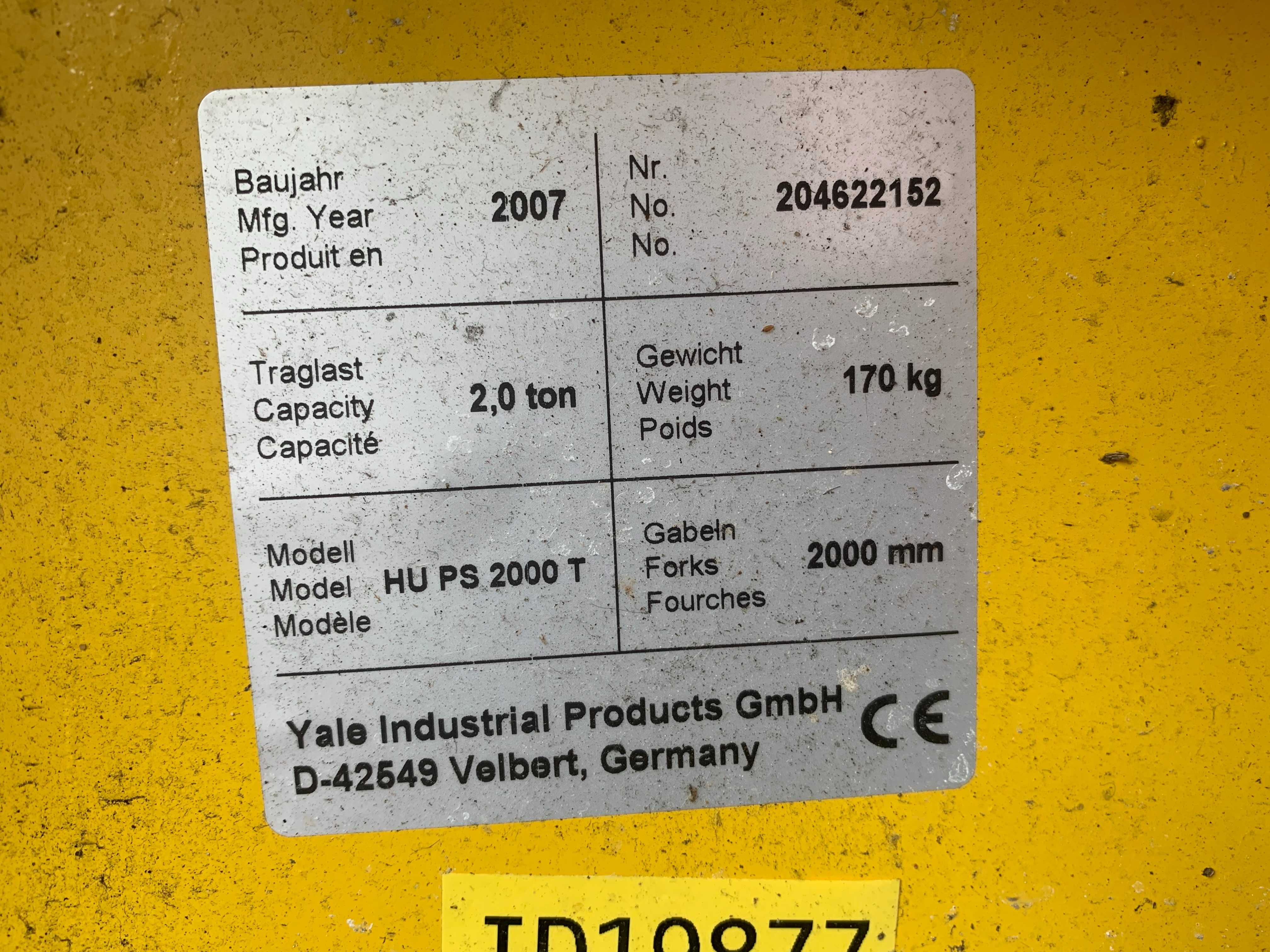Wózek paletowy paleciak widłowy długi przedłużany 180 cm 250cm YALE 2t