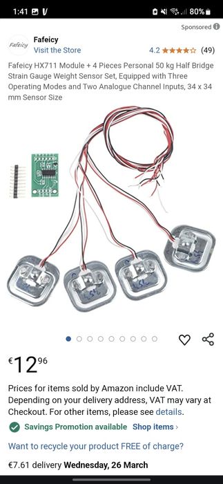 Fafeicy HX711 Module + 4 Pieces Personal 50 kg Half Bridge
Strain Gaug