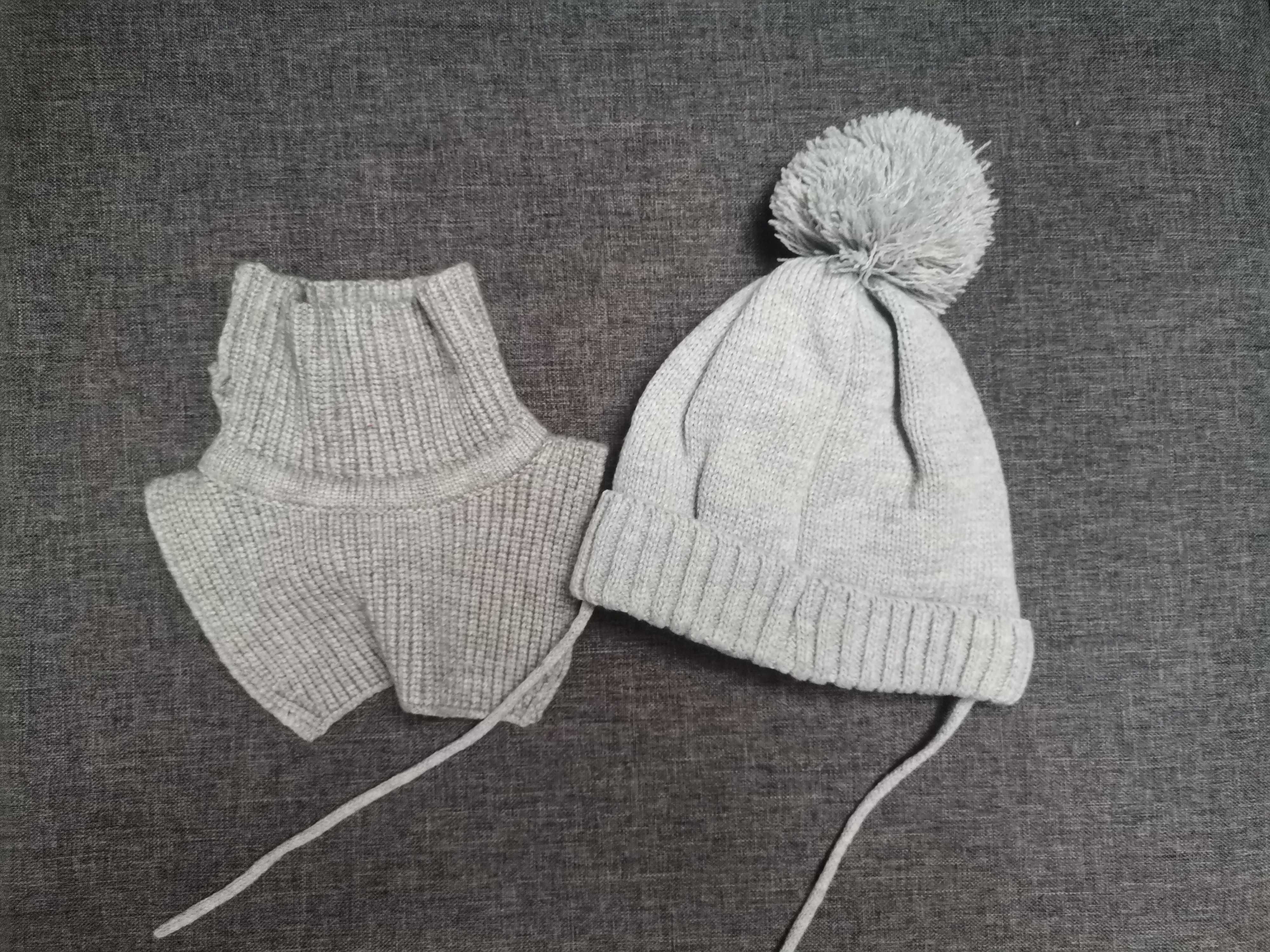 komin + czapka, zimowy zestaw niemowlęcy