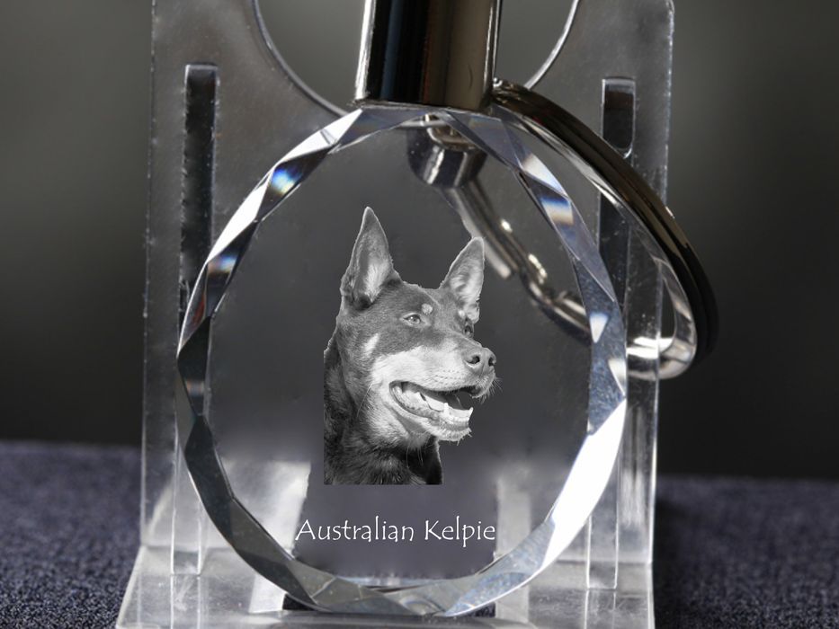 Owczarek australijski kelpie brelok do kluczy owalny z koniem Art-Dog