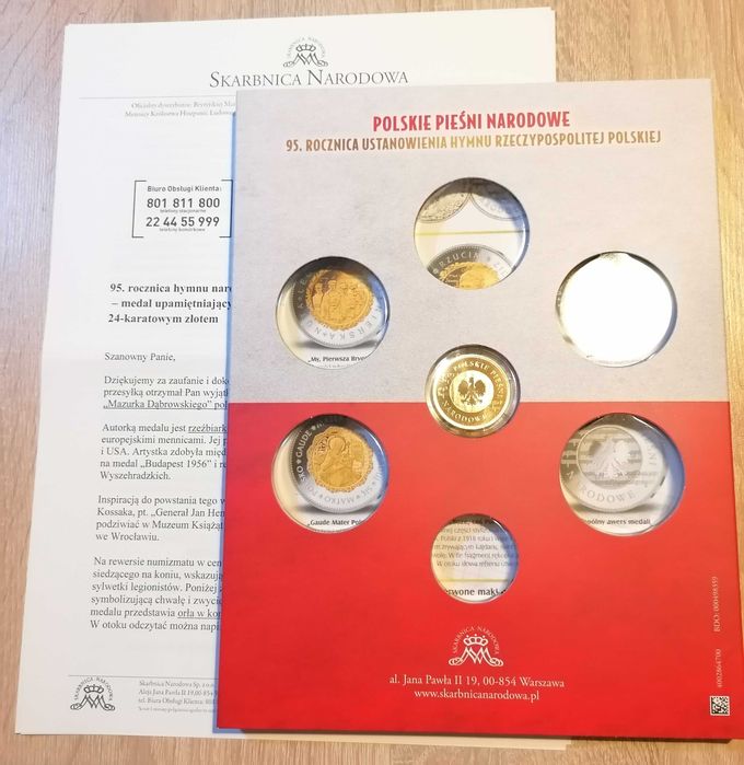 Numizmat - 95 rocznica hymnu narodowego RP + książka