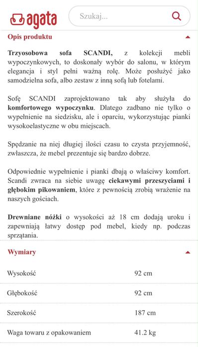 Sofa kanapa 3 osobowa
