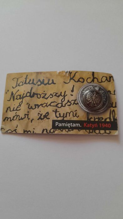 Wpinka pamiątkowa Guzik Katyński Pamiętam Katyń 1940
