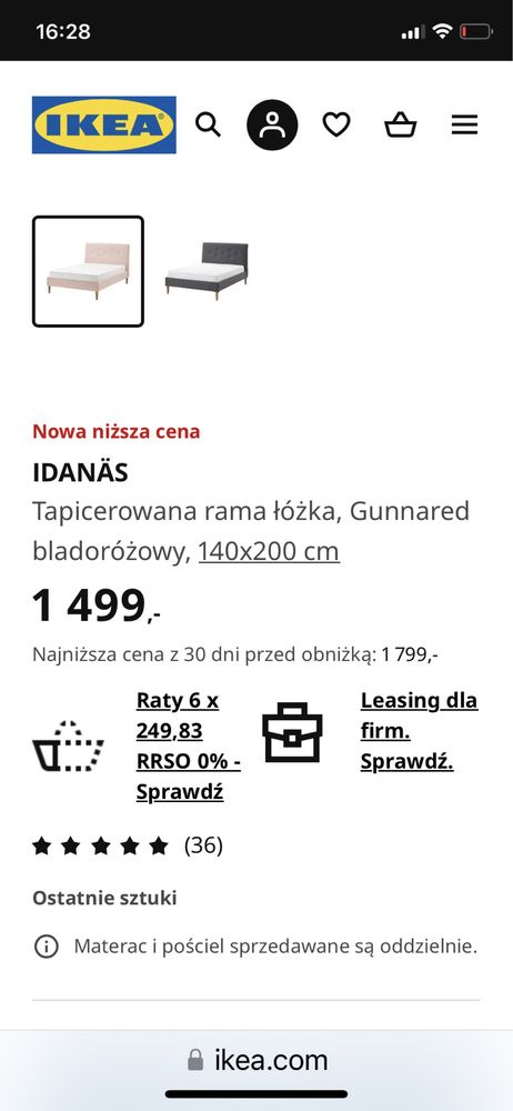 Łóżko Ikea tapicwrowane