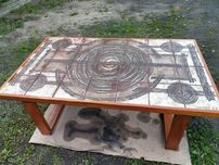 Stolik kawowy vintage Firmy Duńskiej Trioh - ceramika  Ox-Art z 1977