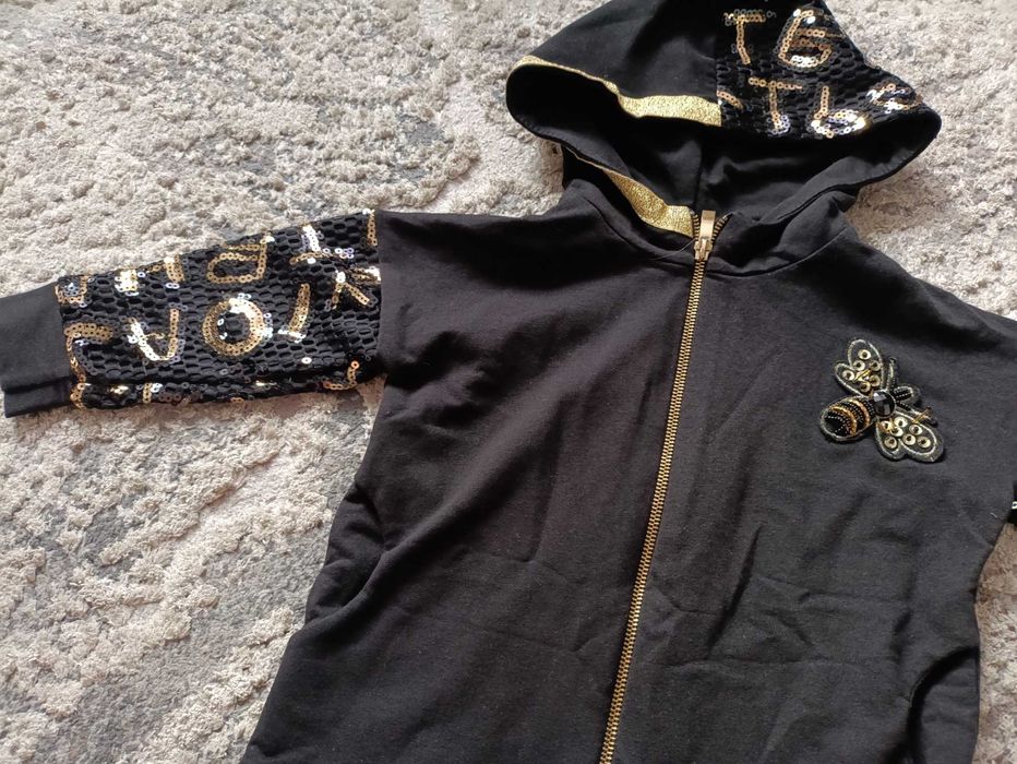 Bluza tunika dziecięca dla dziewczynki  98/104 3-4 lata cekiny falbana