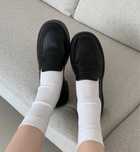 Mokasyny loafers czarne buty na platformie