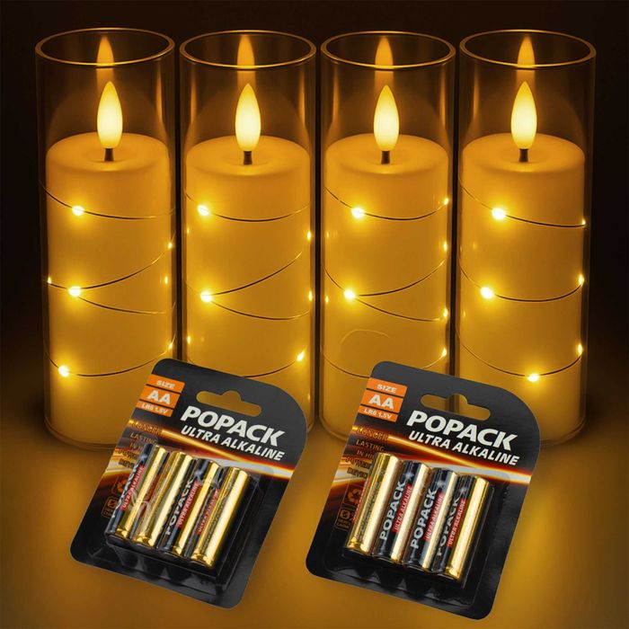 Znicze LED 4 szt. + 8 baterii GRATIS – długa żywotność