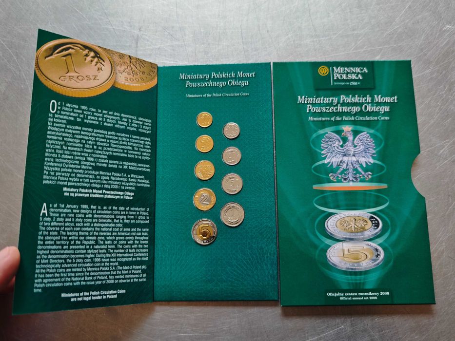Miniatury Polskich Monet Powszechnego Obiegu 2008 zestaw Mennica Polsk