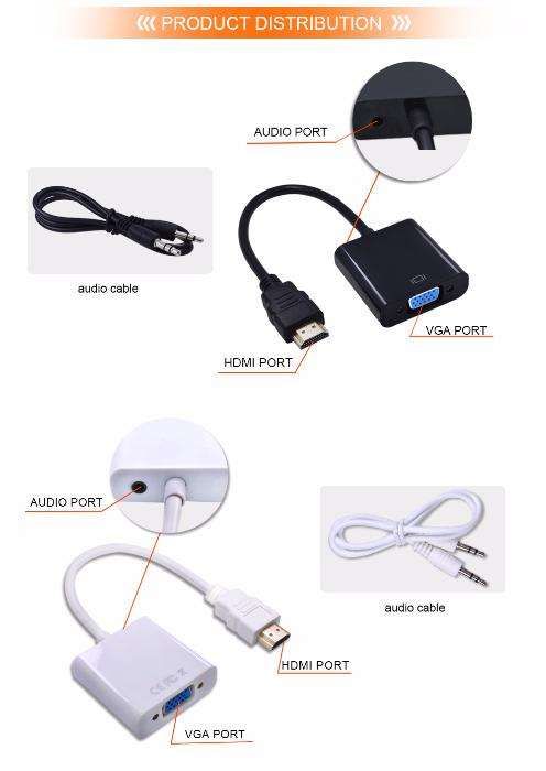 Conversor Adaptador HDMI para VGA com áudio