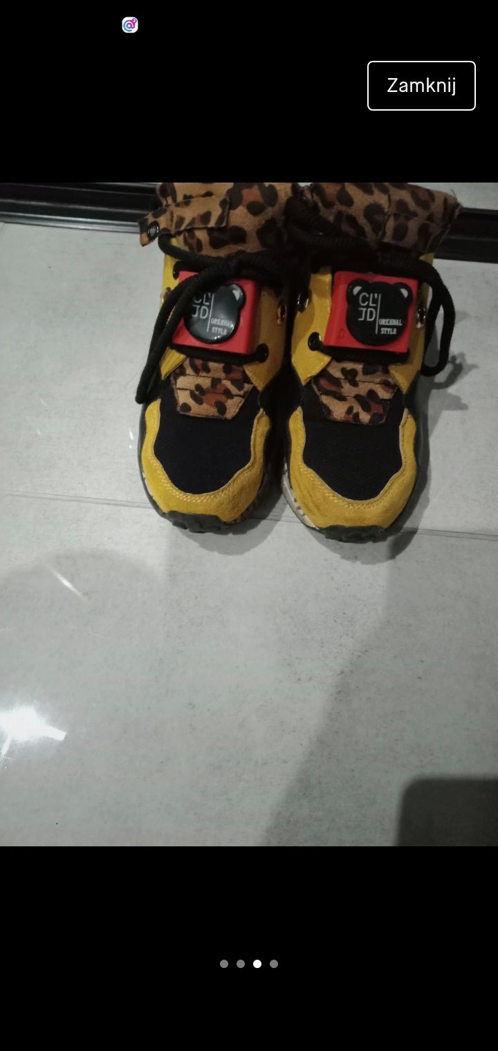 Sneakersy panterka, żółte, kolorowe 36