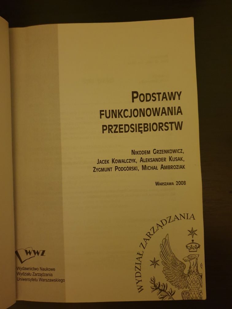 Podręcznik "Podstawy Funkcjonowania Przedsiębiorstw" wyd. WZ UW