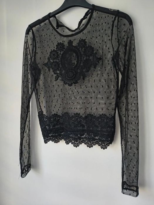 Czarna bluzka z koronki XS 34