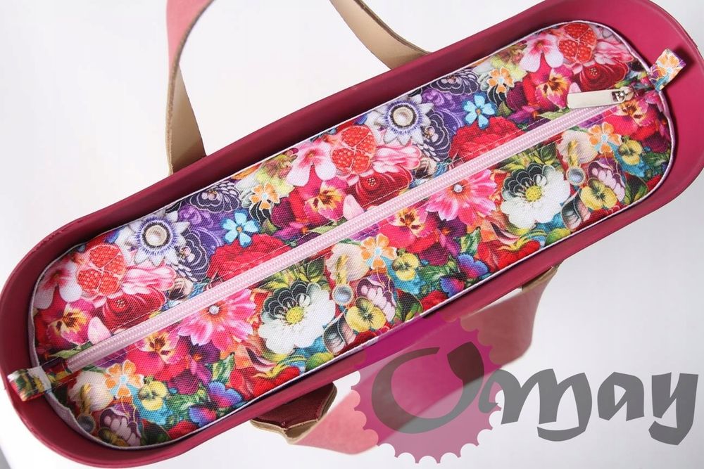 organizer do OBAG STANDARD kwiaty zamek pudrowy róż 2 kieszenie OMAY