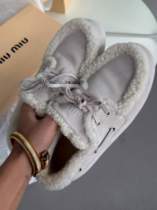 NEW! Miu Miu Loafers Winter Light Grey 36 37 38 39 40 41 міу лофери