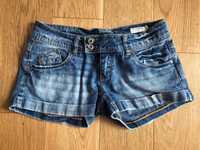 Ciemnoniebieskie jeansowe szorty z niskim stanem, Terranova