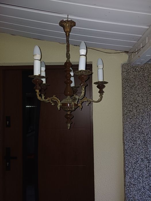 Żyrandol mosiężny pięcio-ramienny