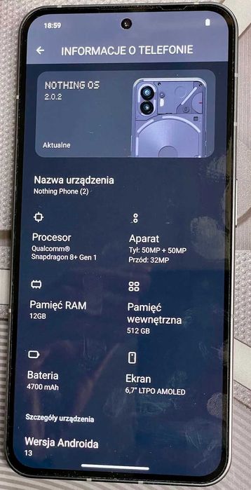 Nowy NOTHING Phone 2 12/512GB 5G 6.7" 120Hz Gwarancja OSTATNIA SZT.