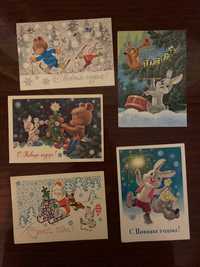 Редкие открытки Зарубина, сказки новогодние 60-90г календарики