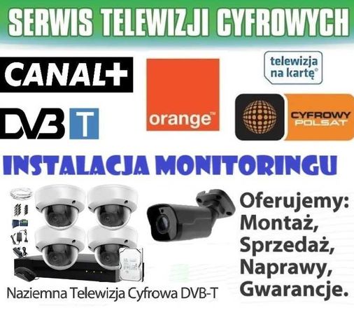 Montaz ustawianie anten satelitarnych naziemnych monitoring Polkowice