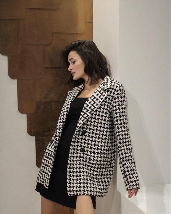 Твідовий піджак у принт гусяча лапка S/M • Останні одиниці!