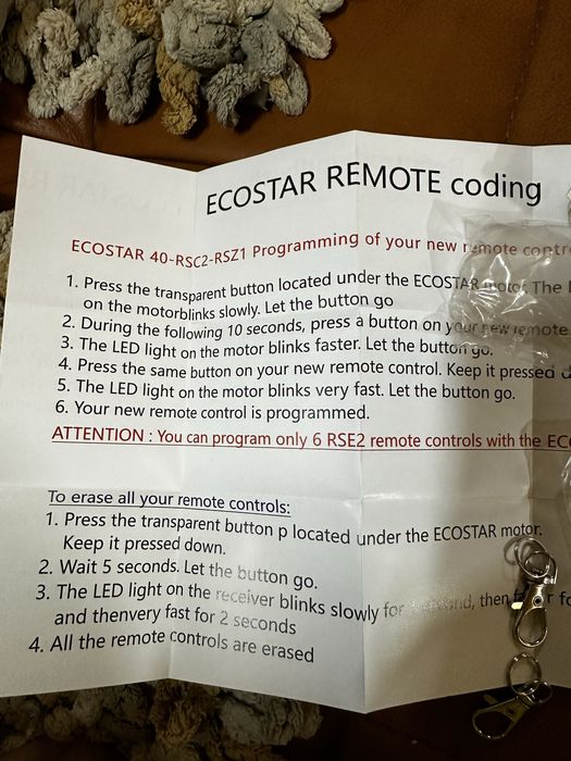 2 шт Пульт для воріт 433,92 МГц, сумісний з Hörmann Ecostar RSE2, RSC2