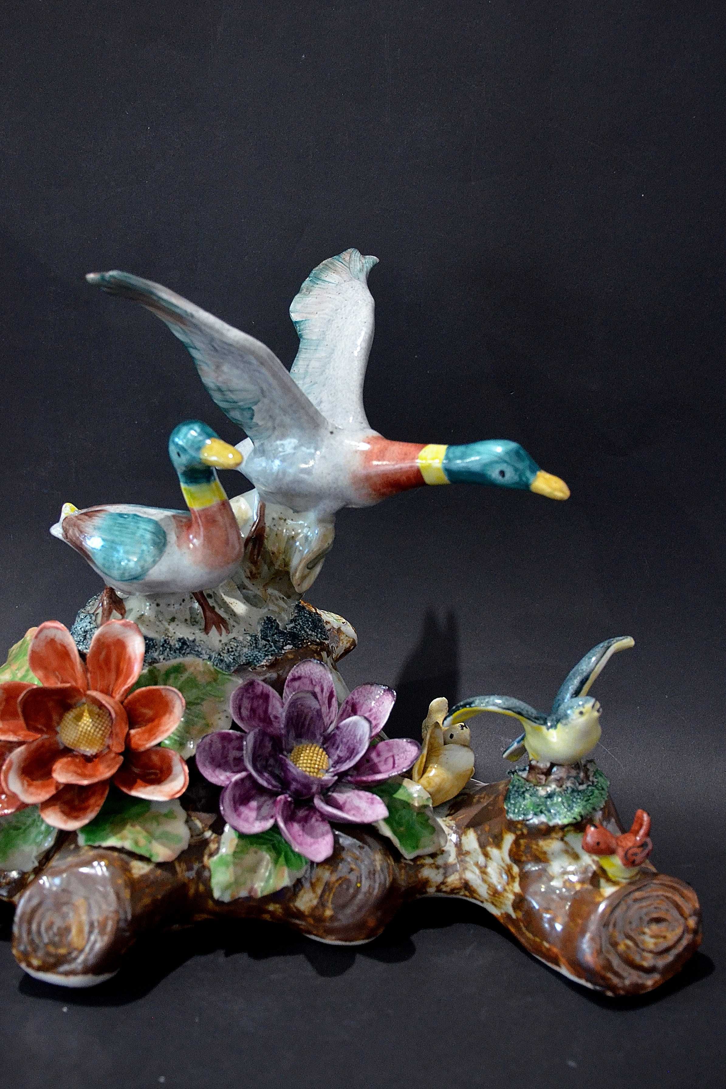 Porcelana Roceram Dzikie kaczki Ptaki wodne figura 46cm do kolekcji