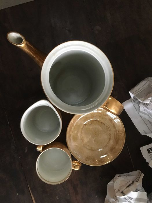 Serwis zestaw filiżanki, dzbanek do kawy herbaty Karolina Milo PRL